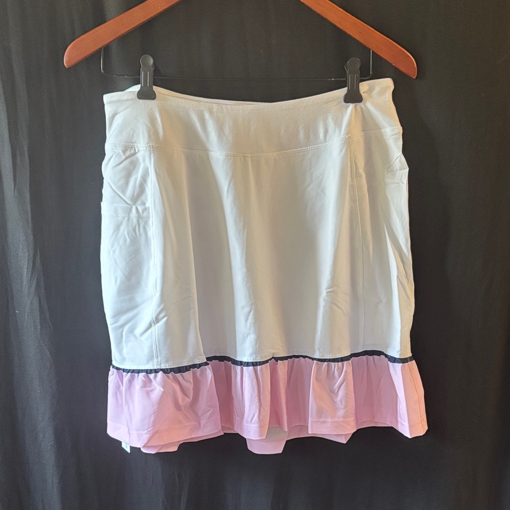 Addison Bay White and Pink and navy athletic skort with pocket NWT